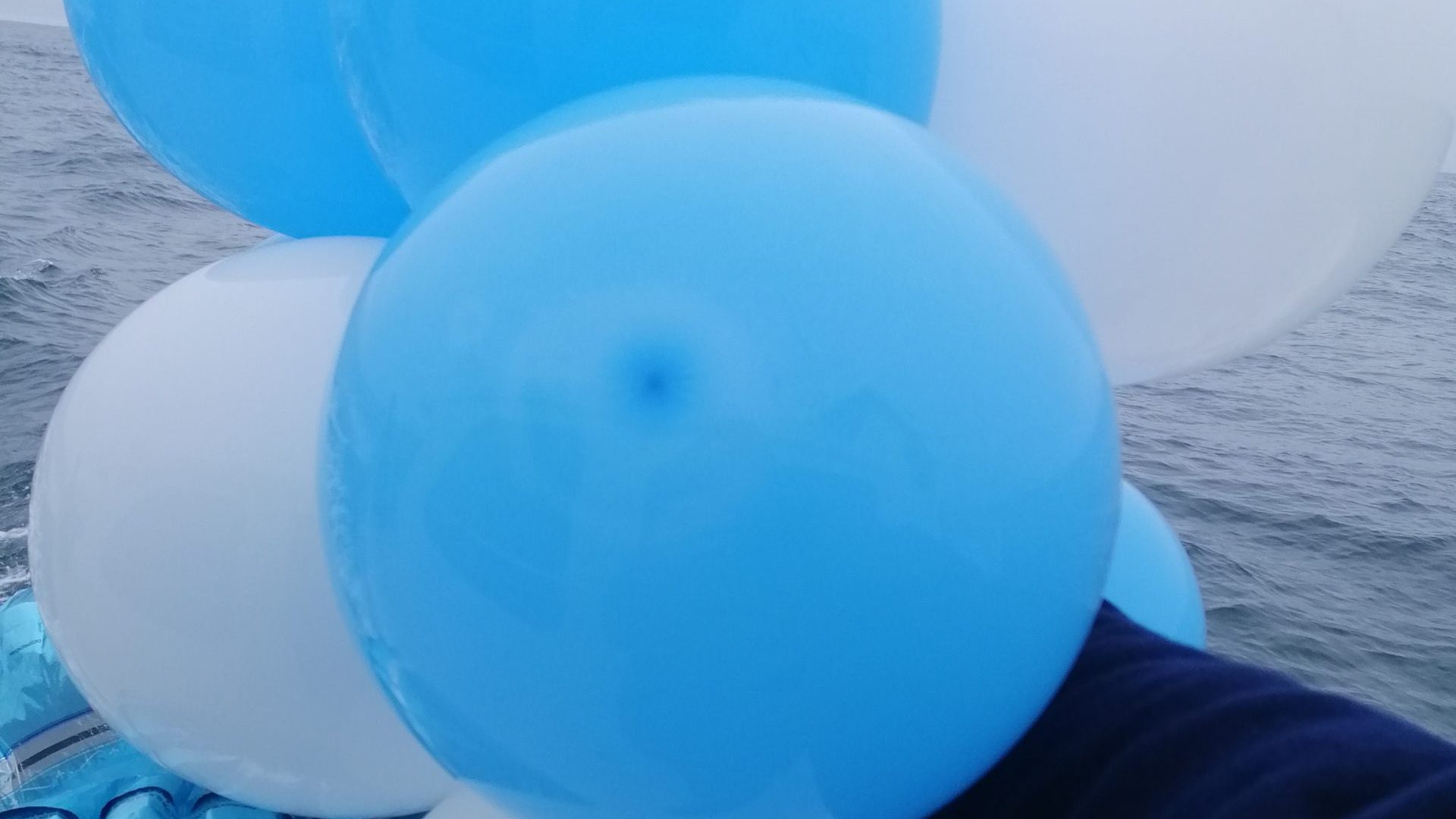 a large blue hat